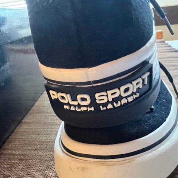 Polo Ralph Lauren Vintage Polo Sport Navy Suede Sneakers - Women's Size 7.5 - Picture 9 of 14